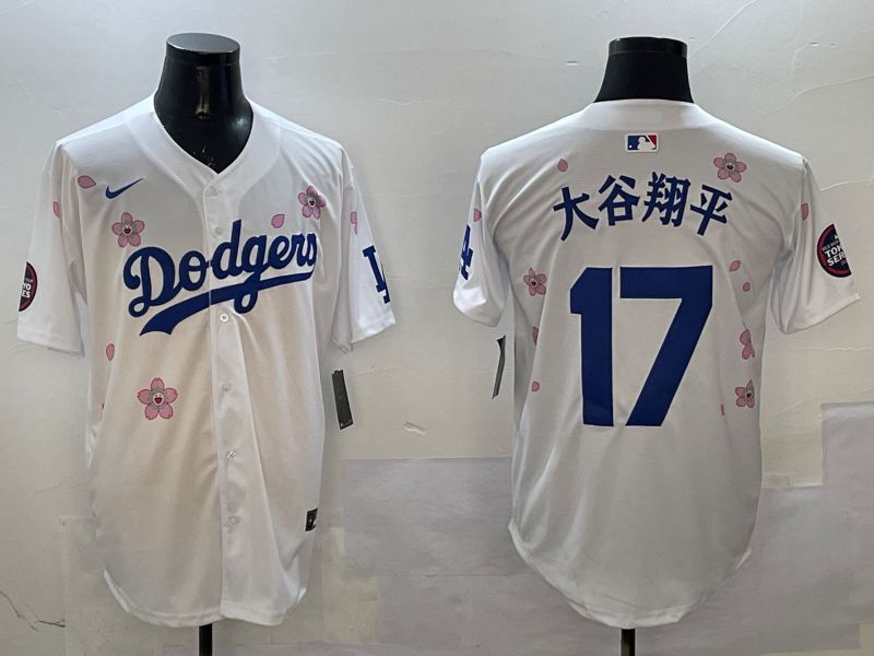 Men Los Angeles Dodgers #17 Ohtani White Sakura Edition 2025 Nike MLB Jersey style 320->los angeles dodgers->MLB Jersey